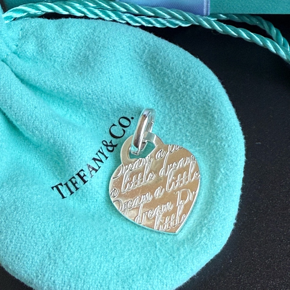 RARE Tiffany & Co. Silver Dream a Little Dream Heart Pendant w/ clasping link